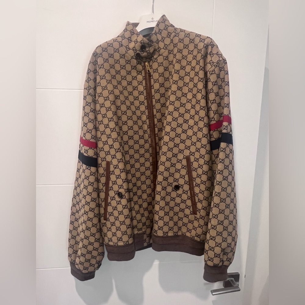 Gucci Tan Patterned Bomber Jacket - image 1